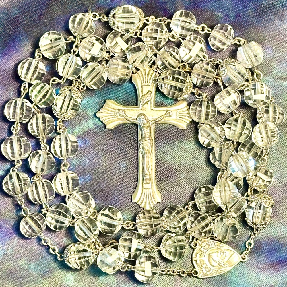 Rock Crystal & Sterling Silver Vintage Rosary